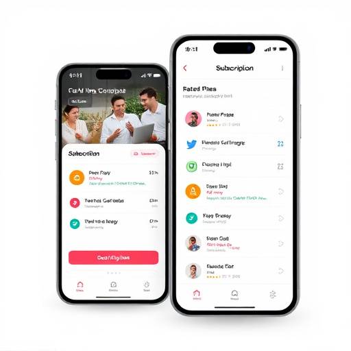 Screenshot of a mobile app displaying subscription management features